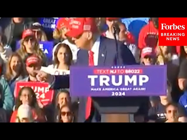 Trump Makes New Jersey Rally Crowd Laugh Doing Impression Of Biden Trying To Get Off A Stage class=