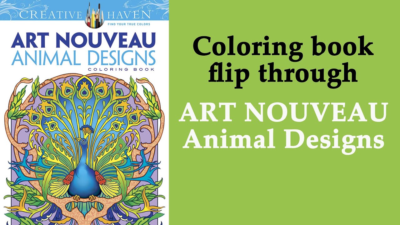 Art Nouveau Animal Designs. Coloring Book flip through