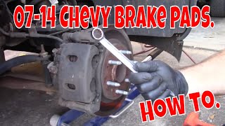 2007-2014 Chevy Silverado front brake pad replacement.