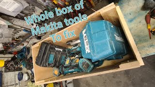 Repairing a whole box of Makita power tools that were sent in for repair