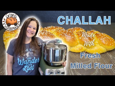 Challah Made With Fresh Milled Flour - Four Strand Braided Bread Loaf