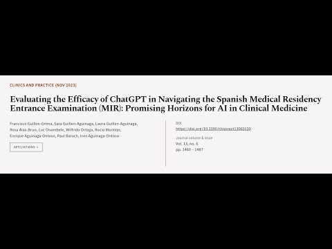 Evaluating the Efficacy of ChatGPT in Navigating the Spanish Medical Residency Entran... | RTCL.TV