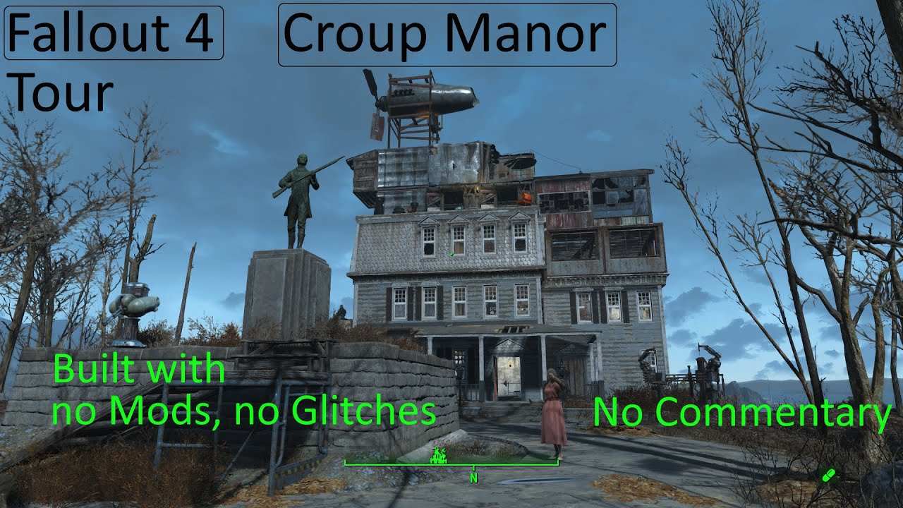 Fallout 4: Croup Manor Settlement Tour. No mods/glitches. No Commentary.