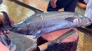 Incredible Giant Seer Fish Cutting Skills In Fish Market | Amazing Fish Cutting Skills