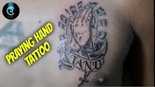 PRAYING HANDS W/ ROSARY DESIGN | TIME LAPSE TATTOO