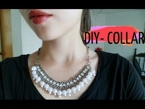 DIY, Collar cadena con perlas y cuentas de cristal /Necklace chain