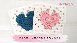 Heart in a Granny Square  Free Crochet Pattern | RaffamusaDesigns