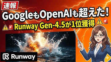 【AI速報】Runway Gen-4.5がGoogle・OpenAIを超えてベンチマーク1位獲得！