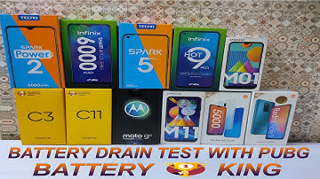 Tecno spark power 2  vs Infinix smart 4 plus vs Realme c11 vs more battery drain test with pubg