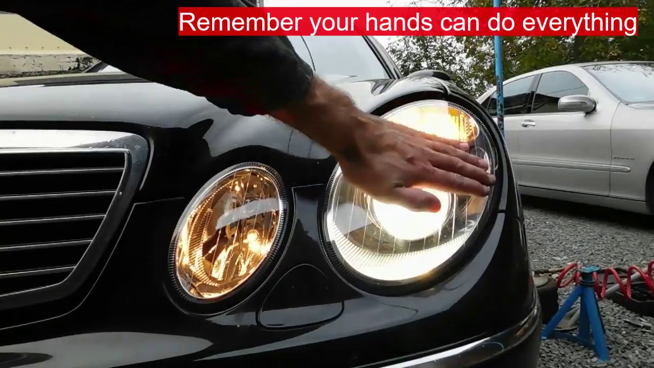 Replace headlight lens cover cap on Mercedes w211repair mechanic 