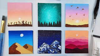 6 Adorable Mini Acrylic Landscape Painting Ideas | Easy Art for Beginners