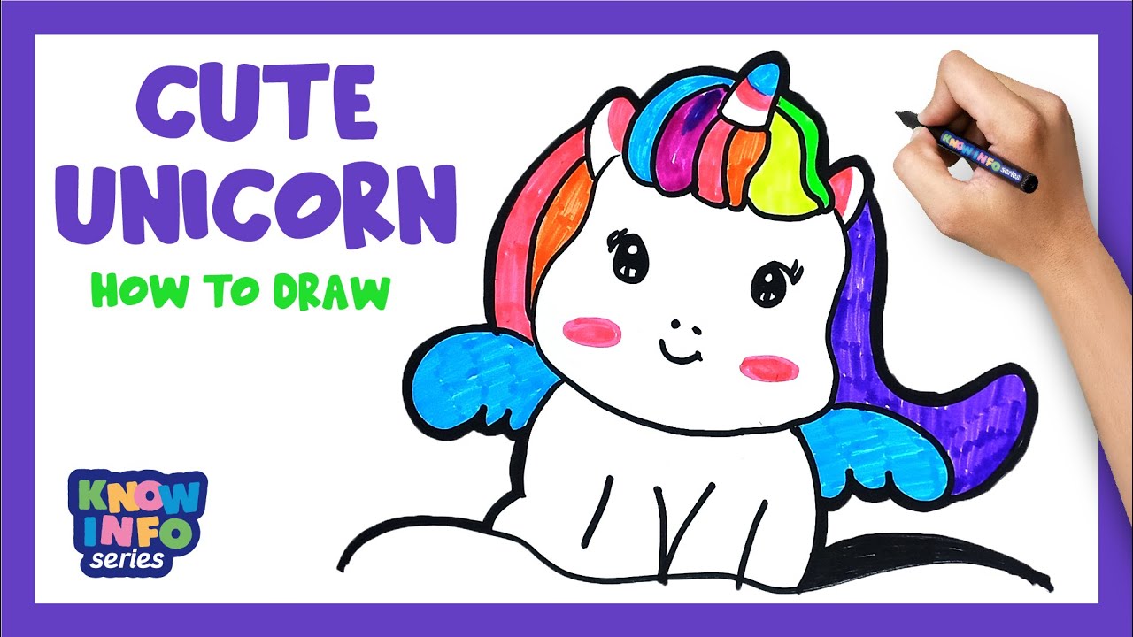 How to Draw a CUTE UNICORN Easy Step by Step | Drawing, Coloring for ...