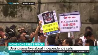 Trt world's patrick fok says the protesters outside foreign
correspondents club are furious because organisation allowed chan to
speak at forum.