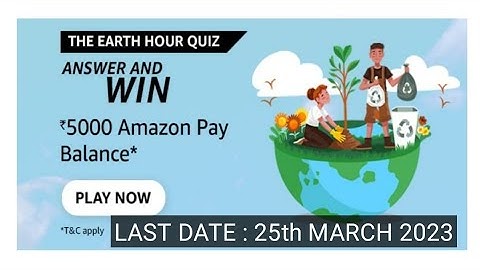 Amazon Funzone The Earth Hour Quiz Answers Today|23 March 2023| @DailyQuizTime