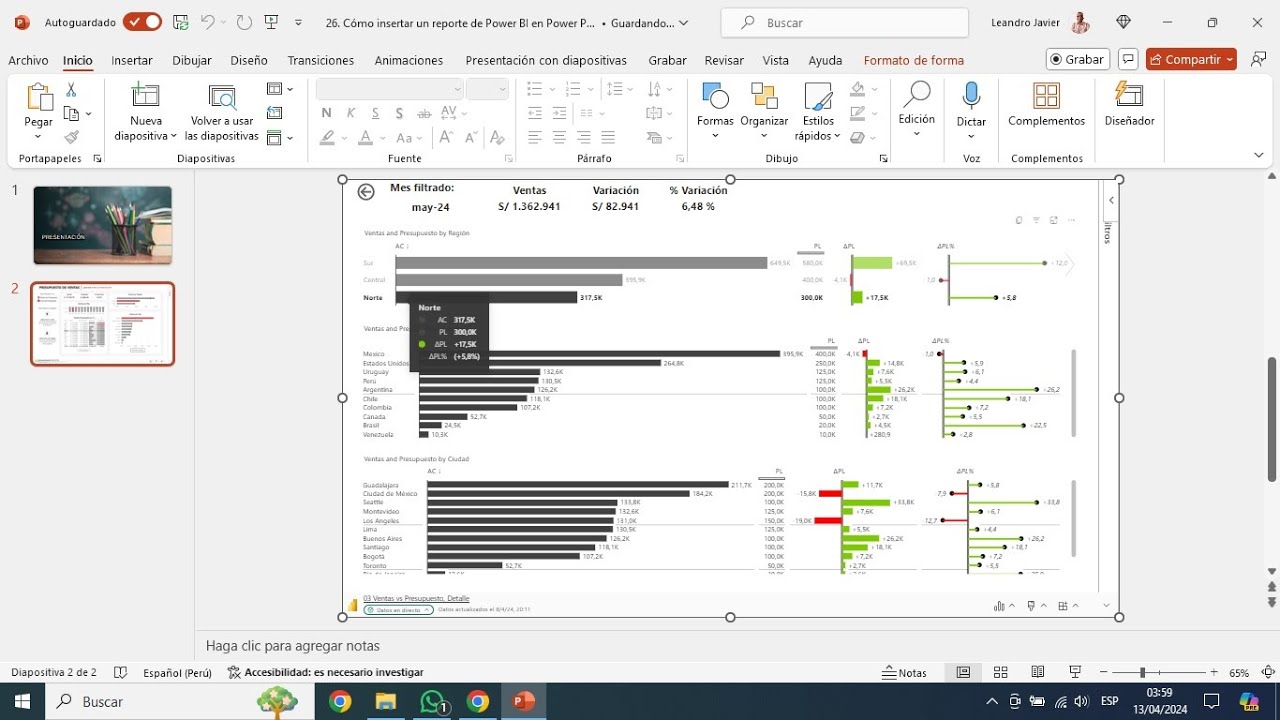 Curso de Power BI: Cómo insertar un reporte de Power BI en Power Point ...