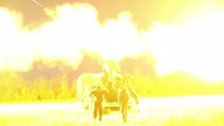 Ukrainian troops shell Russian dugouts with self-propelled howitzer