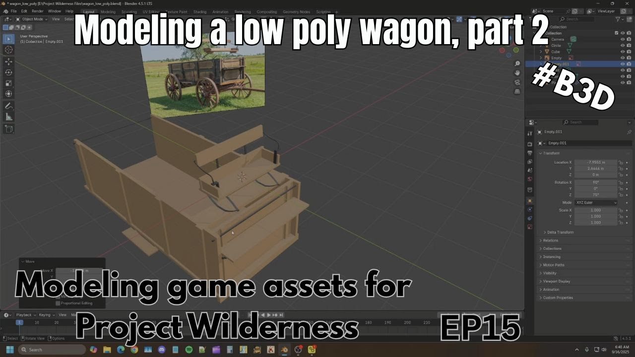 Modeling a Low Poly Wagon game asset, Part 2 | Raptor X | Making My Game assets 015
