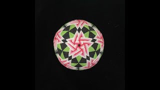 Temari Ball Embroidery Kit Tutorial  Pink Double Petal Flowers on C10, Japanese handcraft