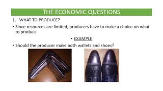 THE THREE ECONOMIC QUESTIONS
