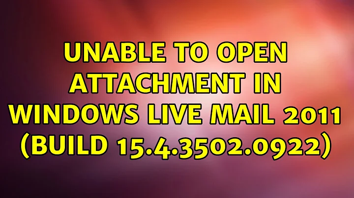 Unable to open attachment in Windows Live Mail 2011 (Build 15.4.3502.0922) (3 Solutions!!)