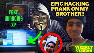 Epic hacking prank on my brother|streaming windows xp to his channel|*he got angry*|Weekly vlog#8