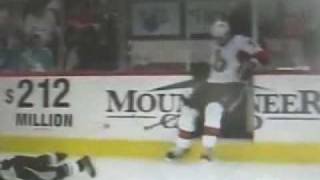 Andy Sutton's HUGE hit on Jordan Leopold