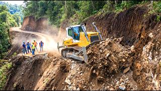 High Risk Earthmoving Action! Giant Bulldozer Building Remote Access Road
