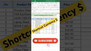 Excel Trips  💰 Excel Formatting Shortcut  #excel #exceltips #exceltricks #shortvideo