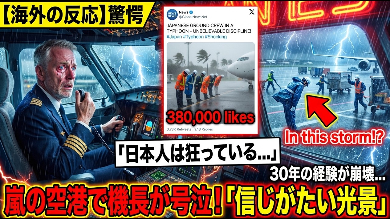 【海外の反応】「日本人は狂っている…」着陸直後、英ベテラン機長が震え管制塔に連絡。嵐の空港での“信じ難い光景”に世界が驚愕。「30年飛んで初めてだ」彼を号泣させた真実とは。