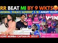 Rr beat mi by 9 wkts  jaiswal 10460 sandeep 518  hardik captaincy flop again