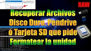 Recover files from Pendrive or SD hard drive that asks to format the drive  | RAW solution TestDisk - YouTube