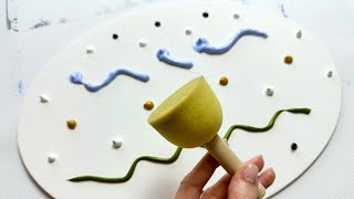 Painting ides: How to paint a Lemon Tree Landscape using SPONGE / Painting process /Acrylic painting