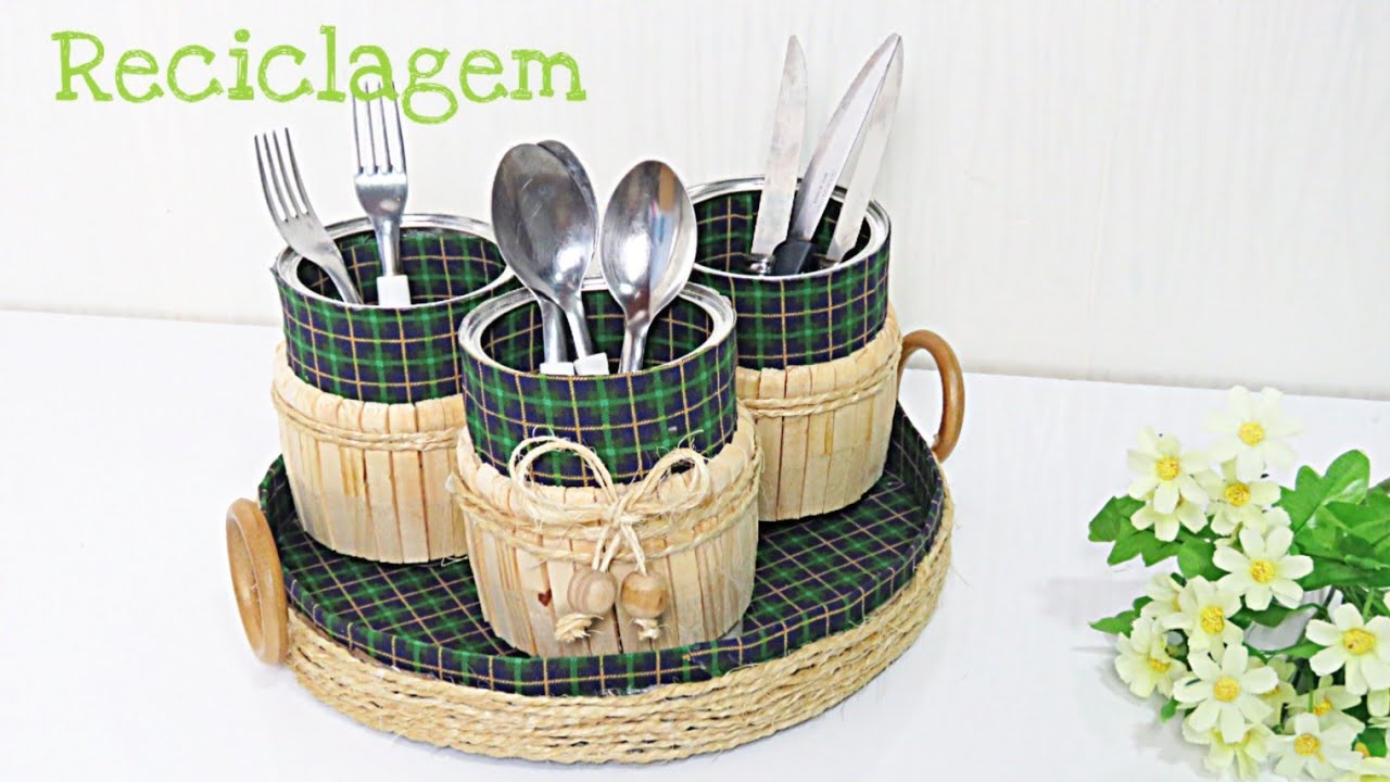 ORGANIZAODOR DE TALHERES COM PRENDEDOR - FAÇA VC MESMO DO LIXO AO LUXO