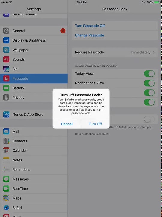 How to turn passcode off on ipad youtube