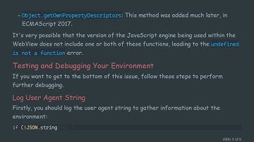 Understanding the undefined is not a function Error with Object.getOwnPropertyDescriptors in WebView
