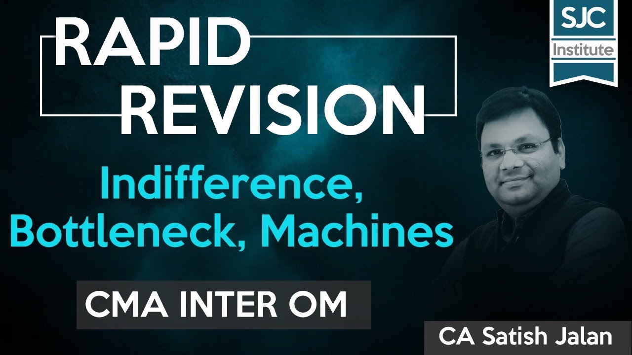 Rapid Revision | Indifference, Bottleneck, Machines | CMA Inter | CA Satish Jalan | SJC