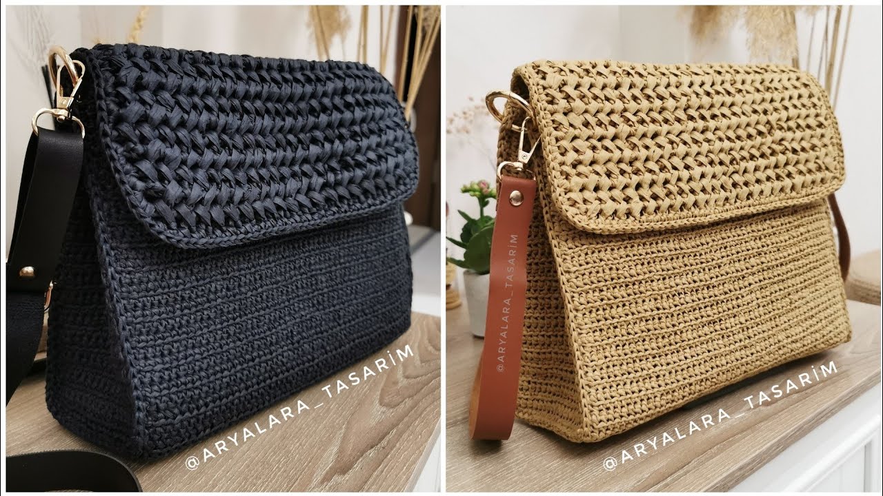 Aryalara Tasarım İmzalı Rafya İpten Kapaklı Kutu Çanta Yapımı #canta #bag #handmadebag