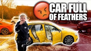 Filled My Bros Car With 1 Million Feathers