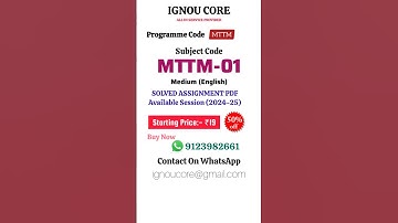 MTTM 01 Solved Assignment PDF 2024-25 in English, MTTM program MTTM-01 Solved assignments