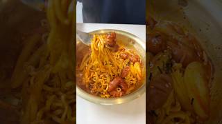 Extra Spicy Buldak Ramen with Sausage 🔥 Korean Fire Noodles