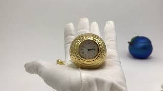 Gold Tone Desktop Golf Ball Clock Paperweight With Decorative Tees