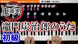 【一気に覚える！】竈門炭治郎のうた ピアノ鬼滅の刃 簡単 楽譜 ゆっくり 初級（椎名 豪 featuring 中川奈美）
