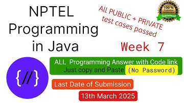NPTEL Programming in Java week 7 all 5 programming assignment answer with code link