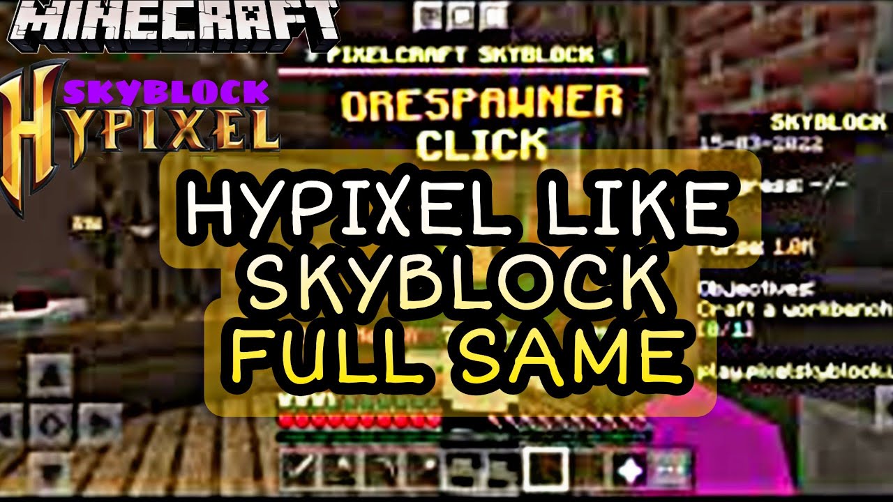 Hypixel like new server showcase PE mcpe bedrock || full same Hypixel Skyblock