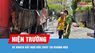 Khanh Hoa: Passenger bus unexpectedly catches fire on the road