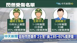 20201209中天新聞　205廠鋁粉閃燃爆炸　2士官1員工燒燙傷