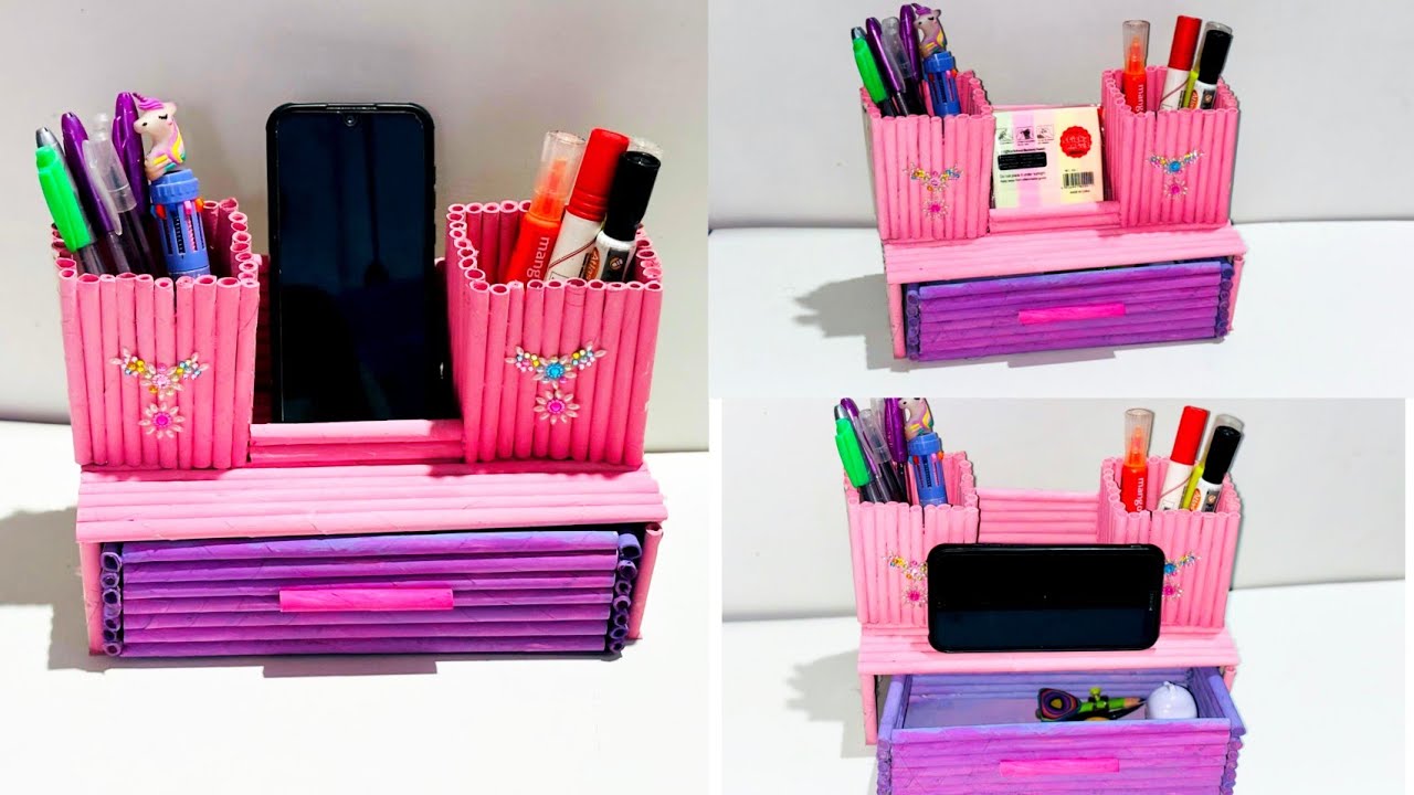 DIY - Making Desktop Organizer with Waste Paper / Paper Crafts / Pencil Holder
