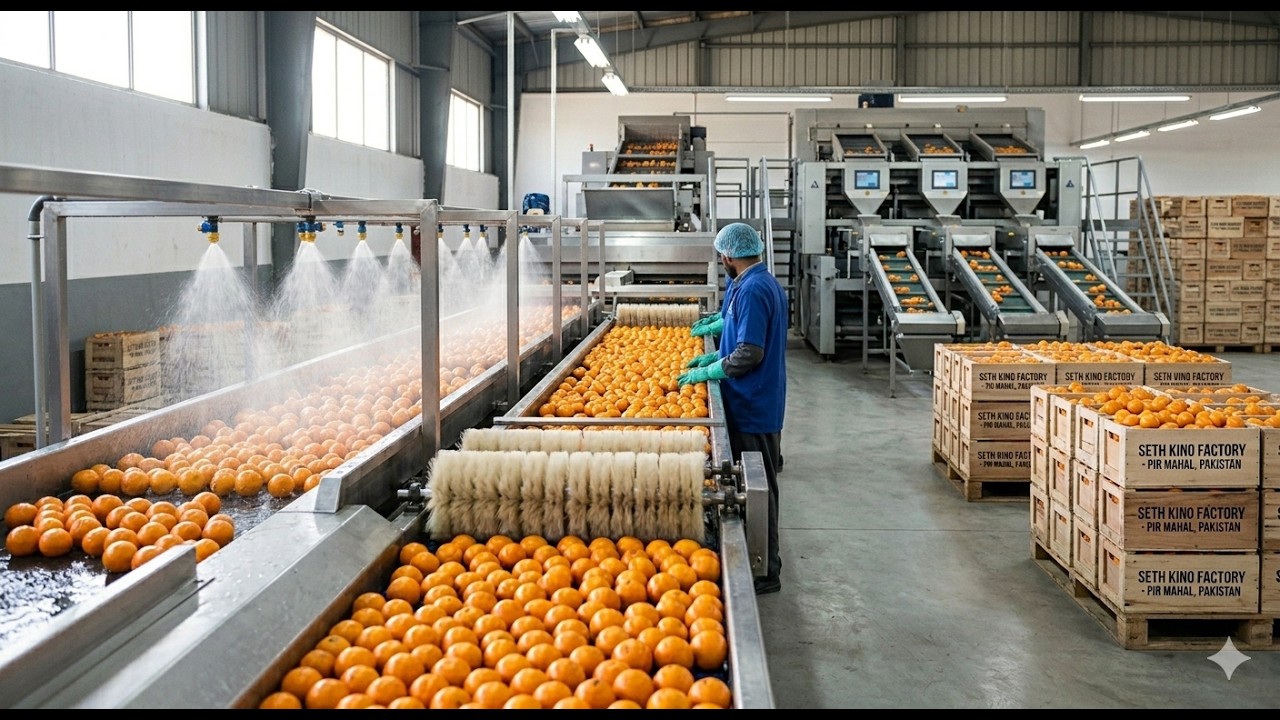 Orange (کینو) Factory Pir Mahal Road | Orange Wash Aur Wax Ka Complete Process