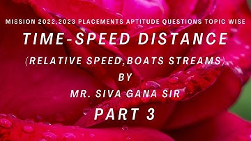 TIME-SPEED-DISTANCE - PART 3  (RELATIVE SPEED, BOATS  STREAMS) |TCS NQT,INFOSYS,WIPRO,TECH MAHENDRA|