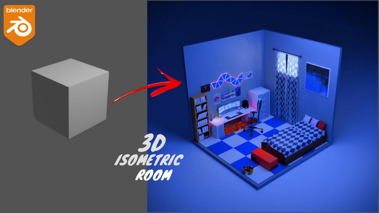 How to Create Isometric Room in Blender // Gaming Room #isometricroom ...